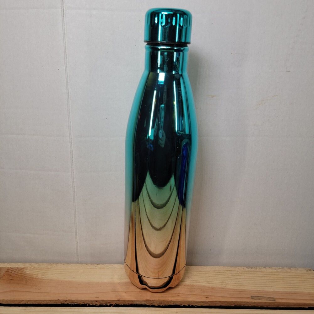 JC Penny Home Water Bottle Screw On Lid 2 Tone Color Blue/Peach